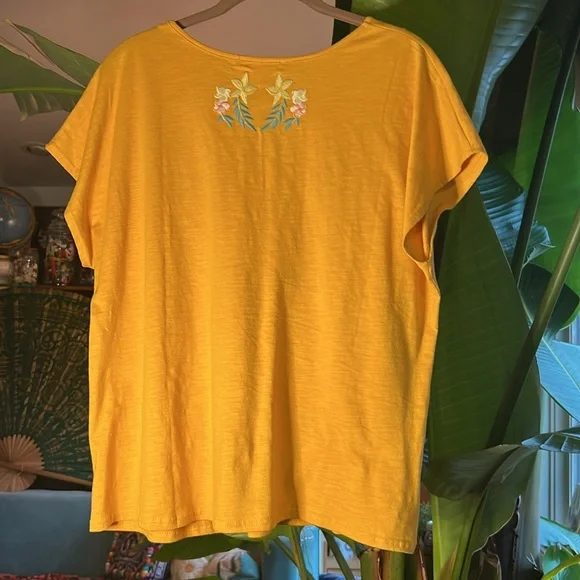 Embroidered V-neck Tee, large - Picture 5 of 9
